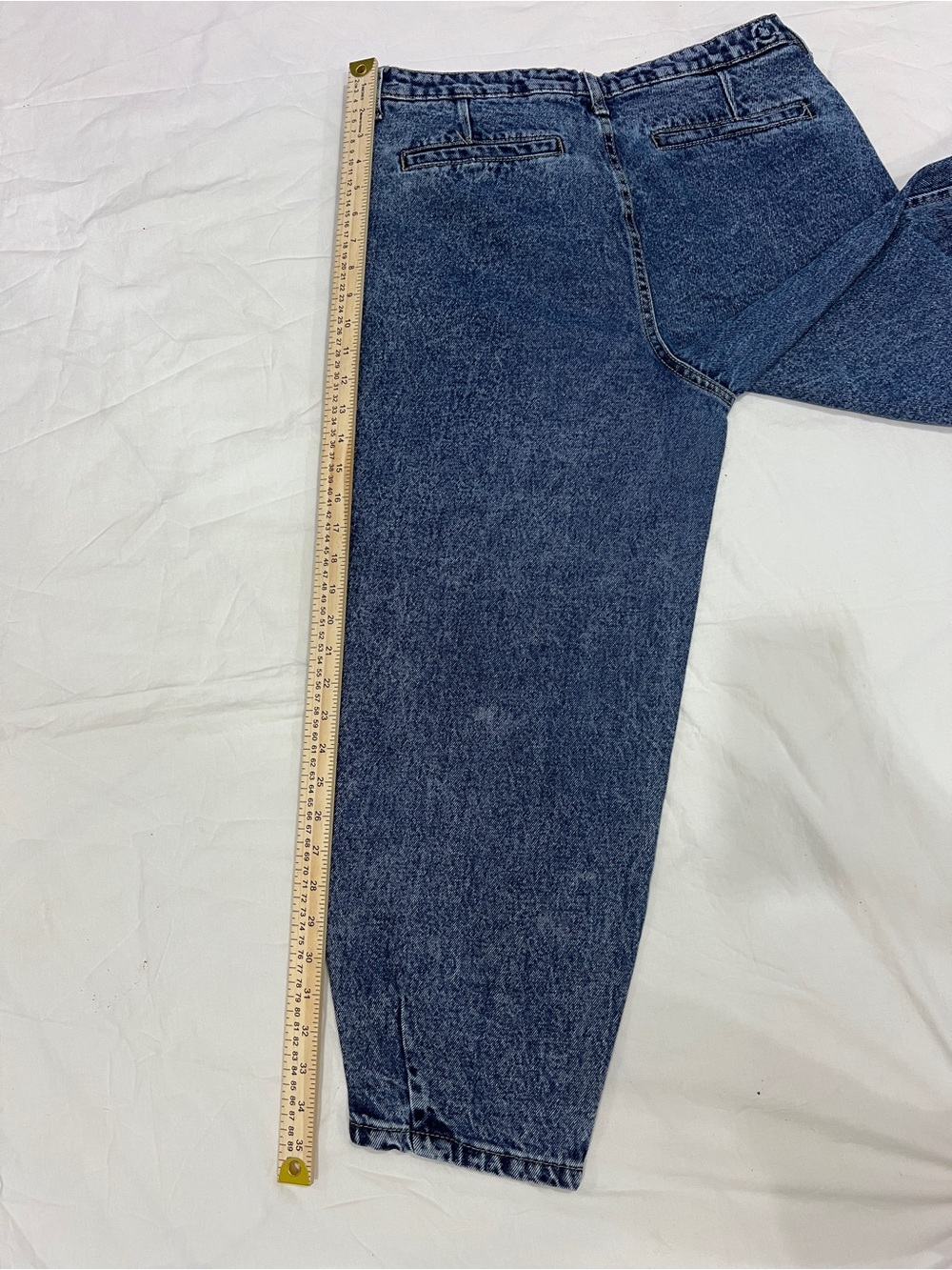 PTCL Ethical Clothing Jeans Size 30 Acid Wash Barrel Tapered Ankle Slit Denim - Picture 10 of 13